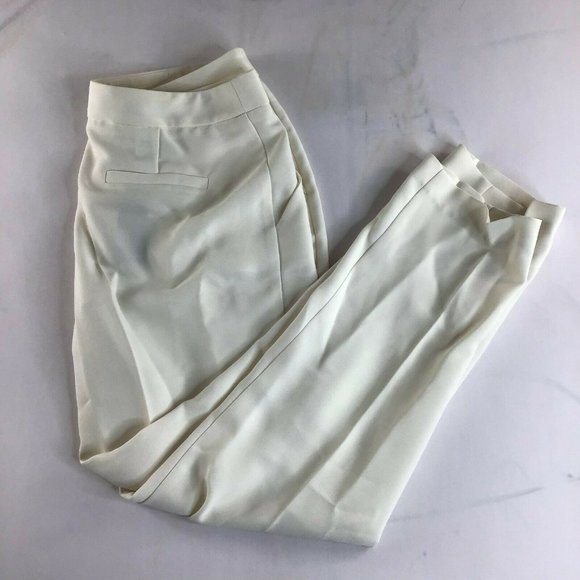 Soallure Women's Off White Straight Leg Slash Pocket Casual Dress Pants Size 44